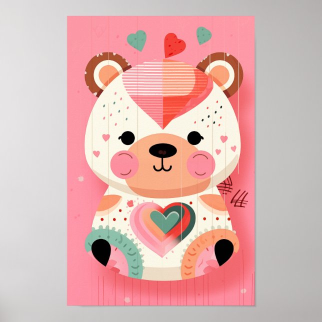 Teddybär mit Herz-Kinderzimmer-Poster Poster (Vorne)