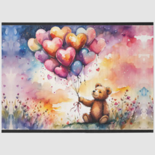 Teddybär mit herzerförmigen Ballons Seidenpapier