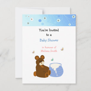 Teddybär mit Honigtopf Baby Shower Einladung