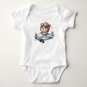 Teddybär mit Hubschrauber Baby Strampler