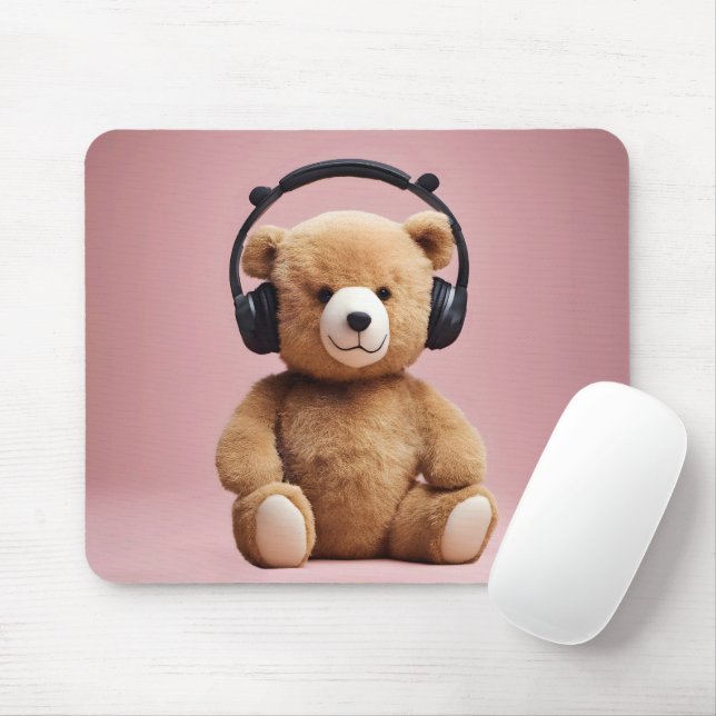 Teddybär mit Kopfhörern Mousepad (Mit Mouse)