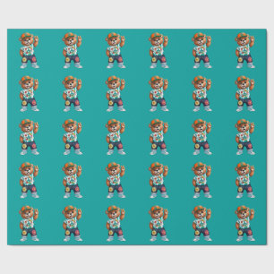 Teddybär mit lässiger friedlicher Kleidung 1 Geschenkpapier