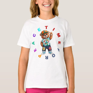 Teddybär mit lässiger friedlicher Kleidung 1 T-Shirt