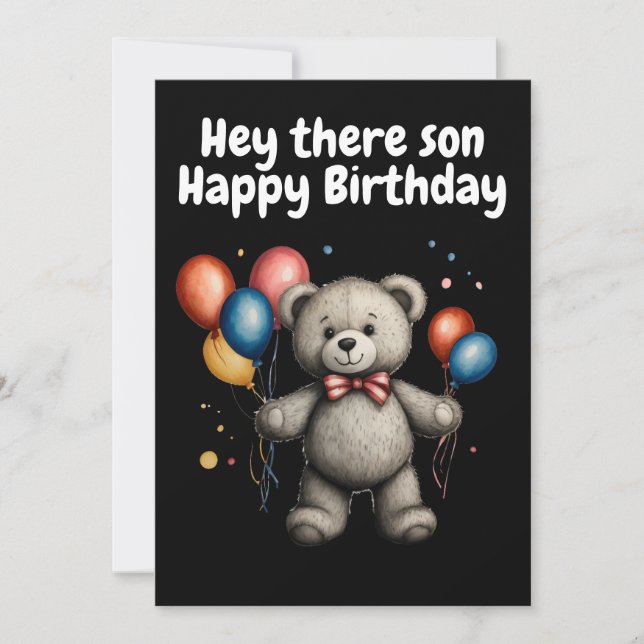 Teddybär mit Luftballons  Einladung (Vorderseite)