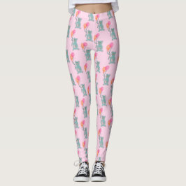 Teddybär mit pastellrosa Balos Leggings