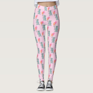 Teddybär mit pastellrosa Balos Leggings