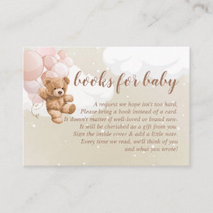 Teddybär mit rosa Ballons Bücher für Baby Karte
