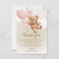 Teddybär mit rosa Ballons Dankeschön-Karte