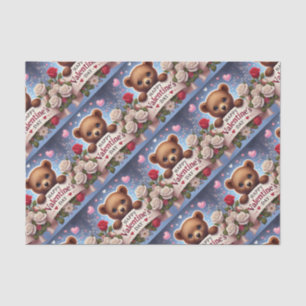 Teddybär mit Rose Seidenpapier