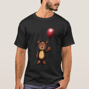 Teddybär mit rotem Ballondruck-Design Süßes Zeug T-Shirt