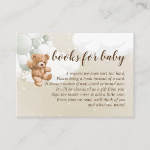 Teddybär mit Salbei-Ballon Bücher für Baby Karte