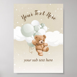Teddybär mit Salbeiballon-Tischschild Poster