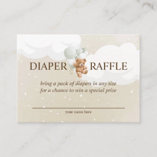 Teddybär mit Salbeiballon Windel-Raffle-Karte Begleitkarte