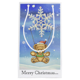 Teddybär mit Schneeflocke-Fallschirm Kleine Geschenktüte