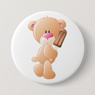 Teddybär mit Schokoladeneis am Stiel Button