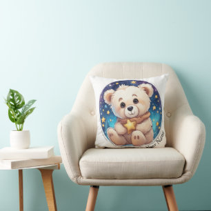 Teddybär mit Sternen, Wasserfarben-Malerei Kissen