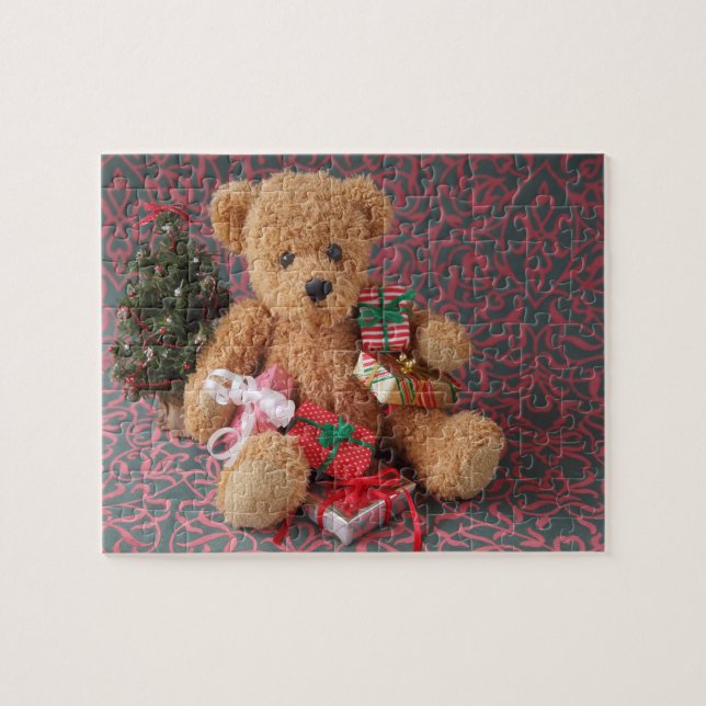 Teddybär mit vielen Weihnachtsgeschenken Puzzle (Horizontal)