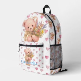 Teddybär mit Wildblumen und eigenem Namen  Bedruckter Rucksack