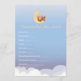 Teddybär Mond Baby Shower Vorhersage Mitteilungskarte