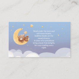 Teddybär Mond weiches Blau Baby Shower Buchwunsch Begleitkarte