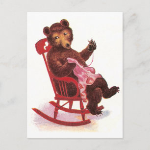 Teddybär näht Kleidung Postkarte