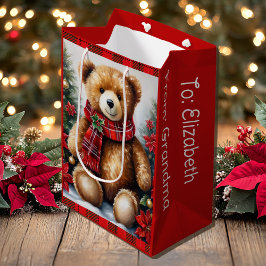 Teddybär Namen hinzufügen Süße Weihnachten Mittlere Geschenktüte