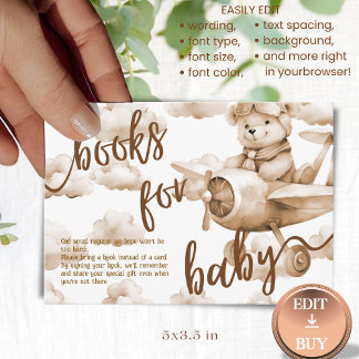TEDDYBÄR NEUTRALES BABYSHOWER-BUCH FÜR DAS BABY KA BEGLEITKARTE