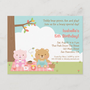 Teddybär-Picknick Kinder-Geburtstagseinladungen Einladung
