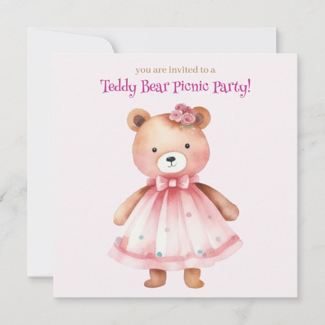 Teddybär-Picknick-Party Einladung (Vorderseite)