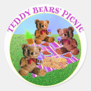 Teddybär-Picknick Runder Aufkleber