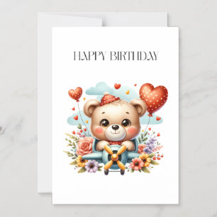 Teddybär-Pilot-Birthday Magneteinladung