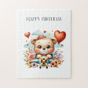 Teddybär-Pilot-Birthday Puzzle