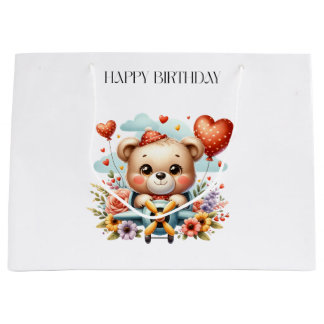 Teddybär-Pilot-Geburtstag Große Geschenktüte