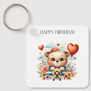 Teddybär-Pilot Geburtstag Schlüsselanhänger
