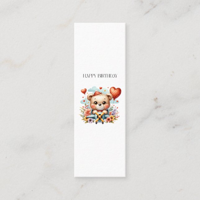 Teddybär-Pilot-Geburtstag Telefonnummerkarte (Vorderseite)