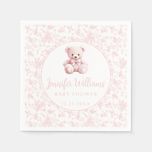 Teddybär Pink Cick Mädchen Duschpapier Serviette (Vorderseite)