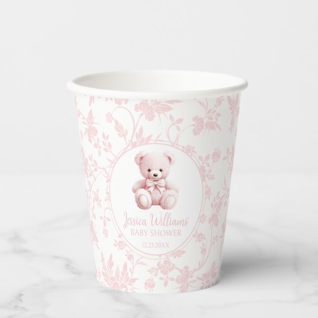 Teddybär Pink Cick Teddy Baby Girl Duschpapier Bec Pappbecher (Vorderseite)