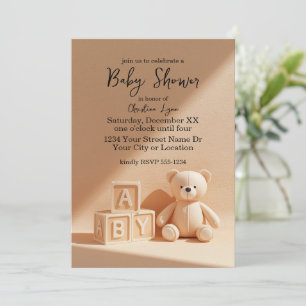 Teddybär-Plüsch geschlechtsneutrale Babyparty Einladung
