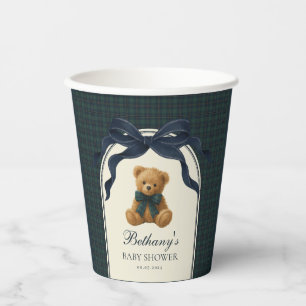 Teddybär Polo Navy-Schleife Kariert Baby Junge Pappbecher
