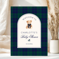Teddybär Preppy Kariert Baby Shower Willkommen