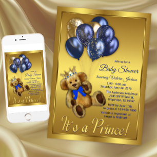 Teddybär Prinz Baby Shower Einladung