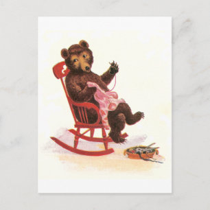 Teddybär repariert Kleidung Postkarte