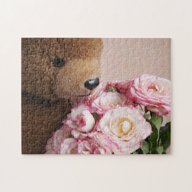 Teddybär riecht nach den Rose Puzzle (Horizontal)