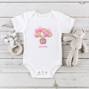 Teddybär rosa Ballons Baby-Body Baby Strampler