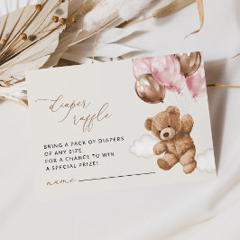 Teddybär, rosa Balloons, Windelrumpf Begleitkarte