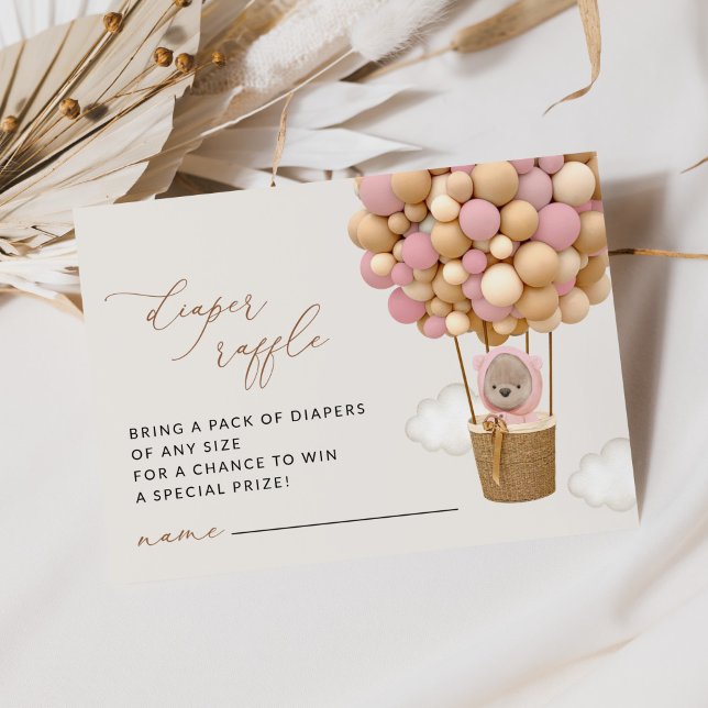 Teddybär, rosa Balloons, Windelrumpf Begleitkarte (Von Creator hochgeladen)