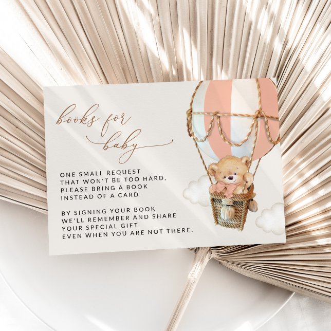 Teddybär, rosa Heißluftballon, Bücher für Baby Begleitkarte (Von Creator hochgeladen)