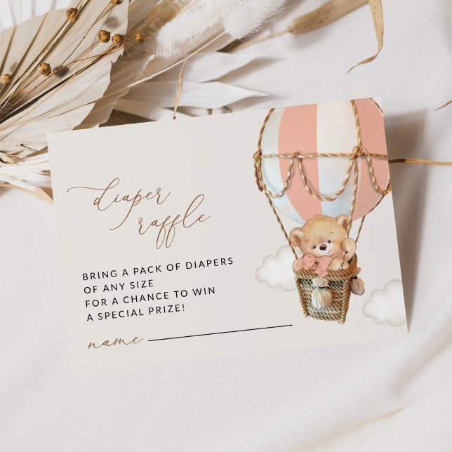 Teddybär, rosa Heißluftballon, Windelrumpf Begleitkarte (Von Creator hochgeladen)