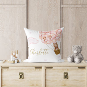 Teddybär Rosa Luftballons Babyzimmer Kissen