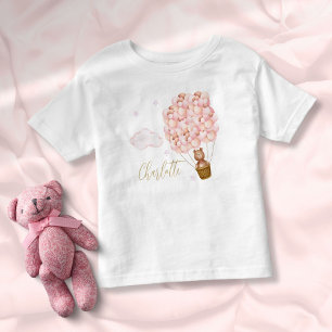 Teddybär Rosa Luftballons Goldene Schrift Kleinkind T-shirt